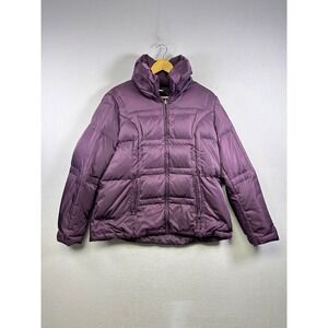 1 Madison Puffer Jacket Womens‎ L Purple Down Feather Luxe Outerwear Funnel Neck
